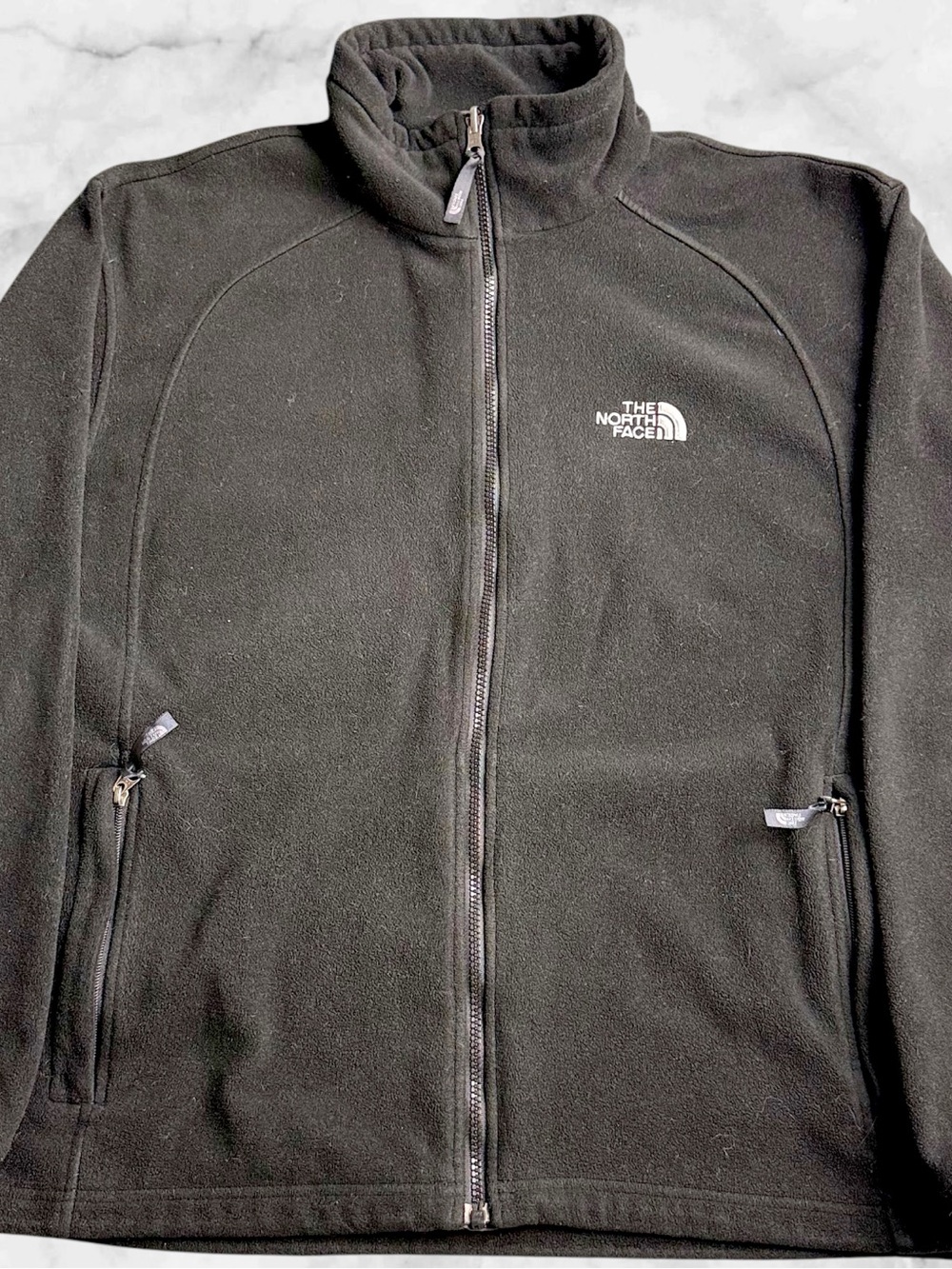 The North Face Fleece Jacket Mens XXL 27x27.5 Black Full Zip Outdoor Hiking